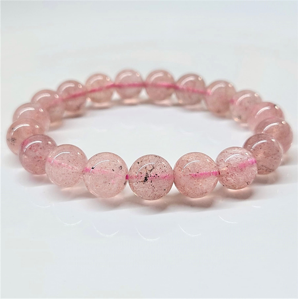 Strawberry Quartz Round Bead Bracelet - Stone of Love & Joyful Blessings by Sacred Crystals