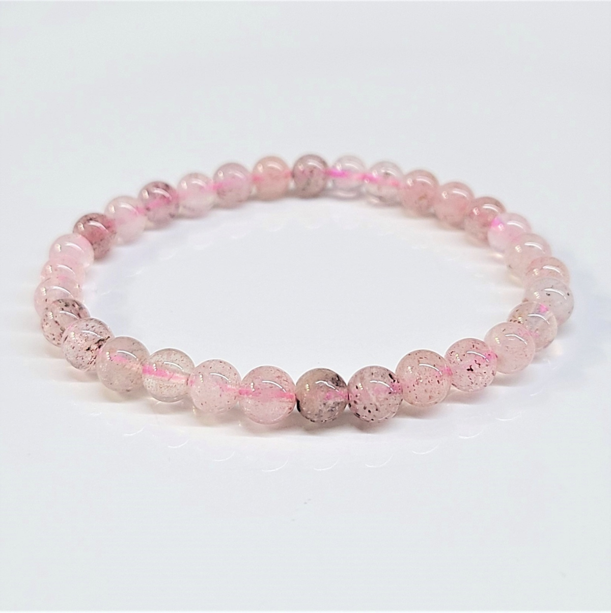 Strawberry Quartz Round Bead Bracelet - Stone of Love & Joyful Blessings by Sacred Crystals