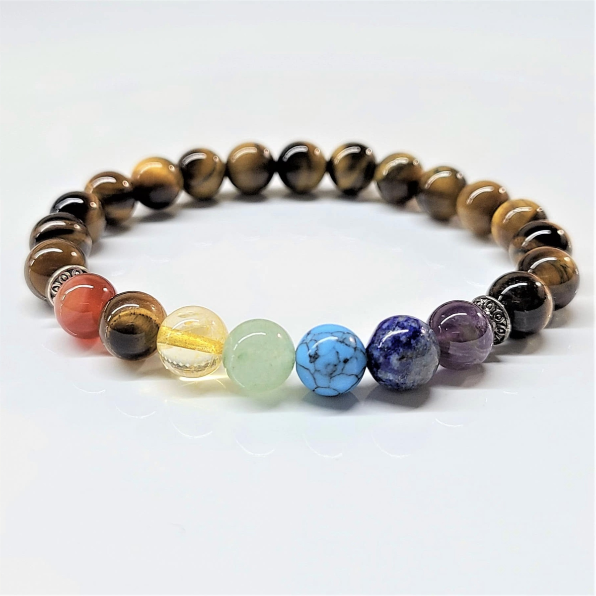 Tiger Eye Chakra Round Bead Bracelet 8mm - Stone of Balance & Bold Action by Sacred Crystals