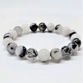 Tourmaline in Quartz Round Bead Bracelet - Grounded Light & Divine Protection by Sacred Crystals