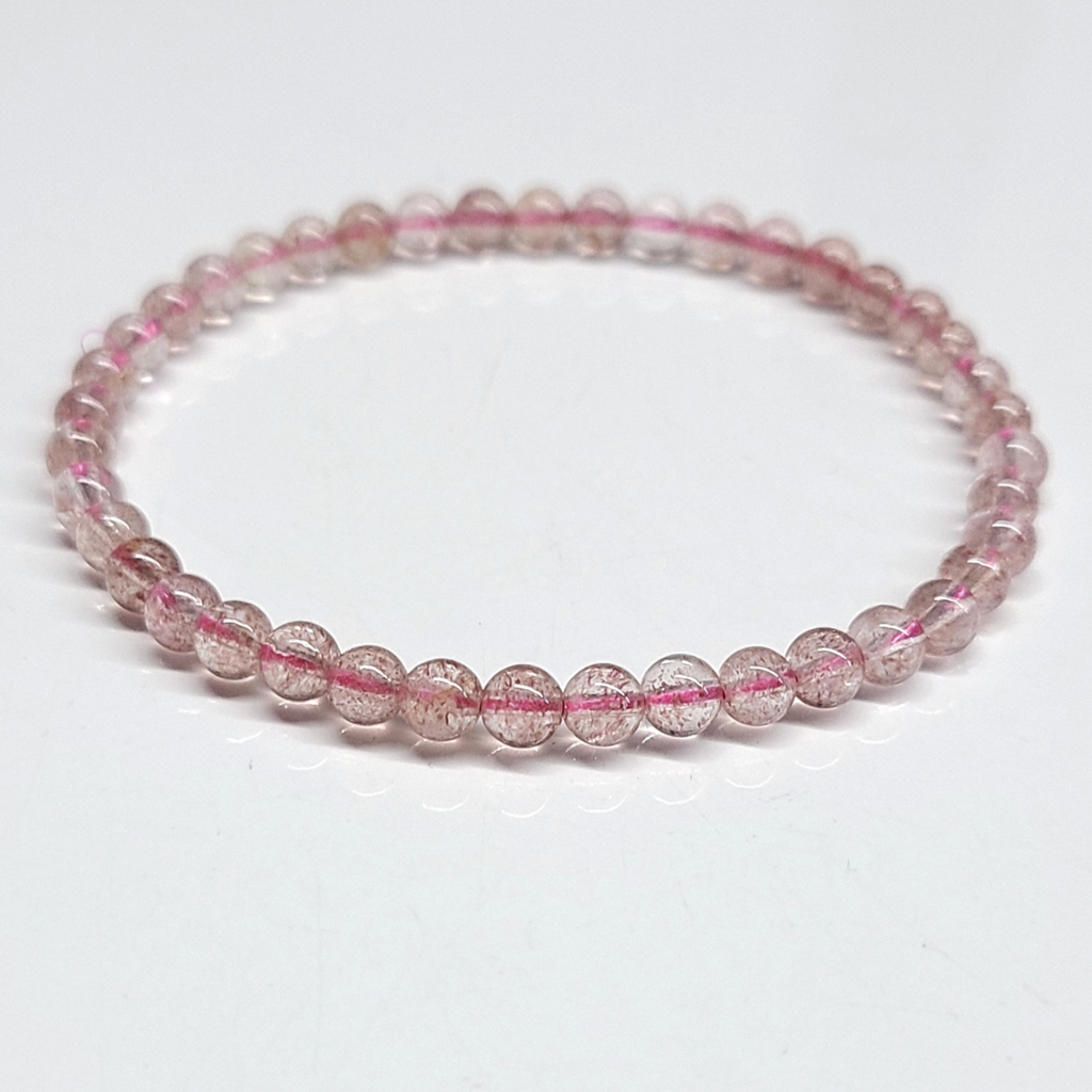 Strawberry Quartz Round Bead Bracelet - Stone of Love & Joyful Blessings by Sacred Crystals
