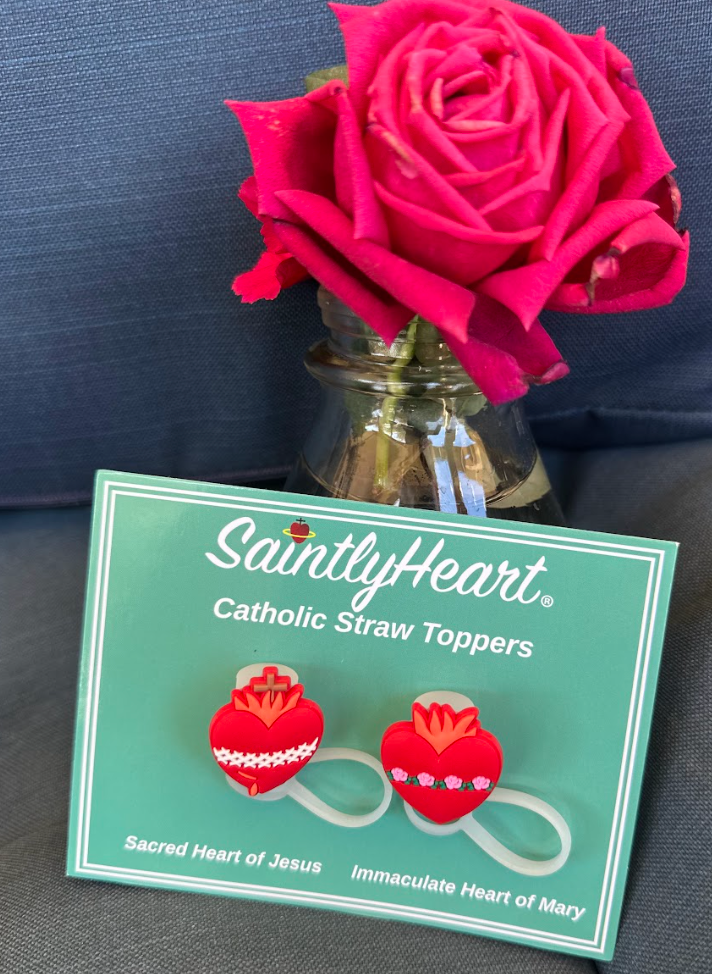 Catholic Straw Toppers: Holy Hearts (a 2 pack!) by Saintly Heart