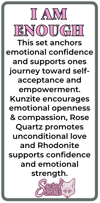 I AM ENOUGH -Kunzite, Rose Quartz, Rhodonite Gem Jewelry Set by Sacred Crystals