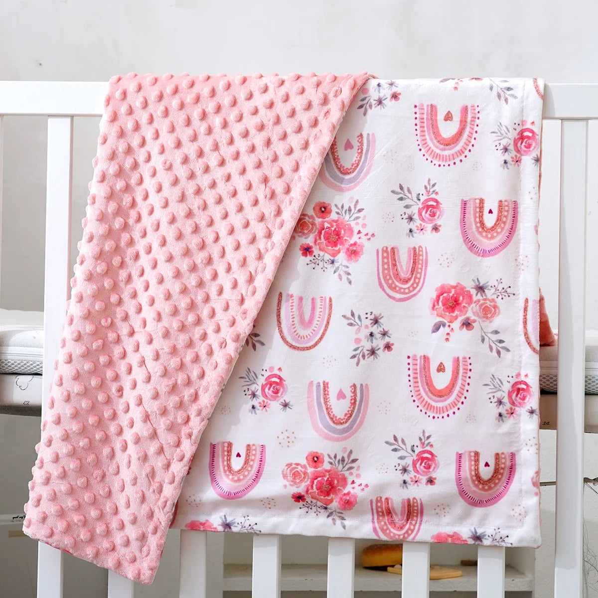 1PC Baby Blanket, Soft Plush Minky Blanket with Double Layer Dotted Backing for Toddler, Multicolor Printed 30 X 40 Inch by FLIPSTYLEZLLC
