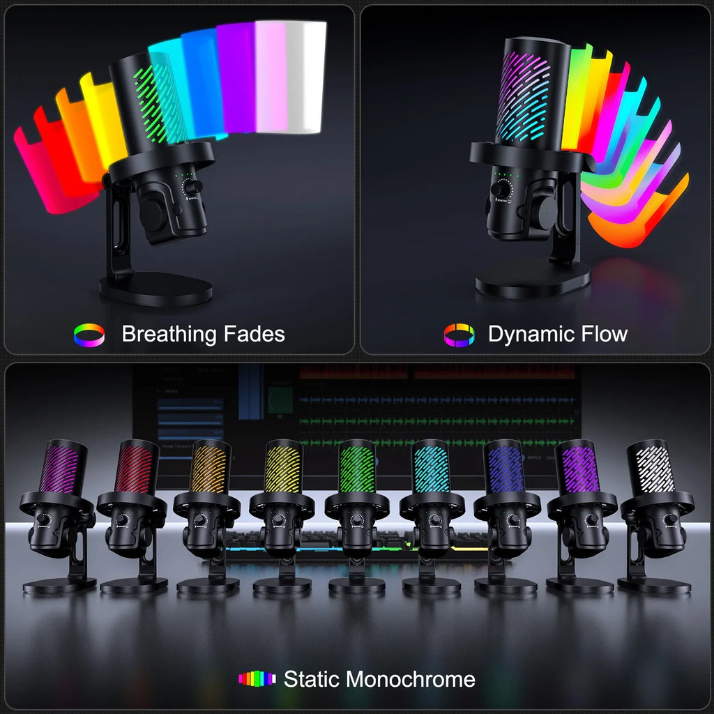 Tenlamp RGB USB Streaming Microphone, Professional Condenser Mic for PC Mac, Gaming Audio Equipment for Laptop Desktop Recording Podcasting YouTube Vlog Live Streaming Studio by FLIPSTYLEZLLC