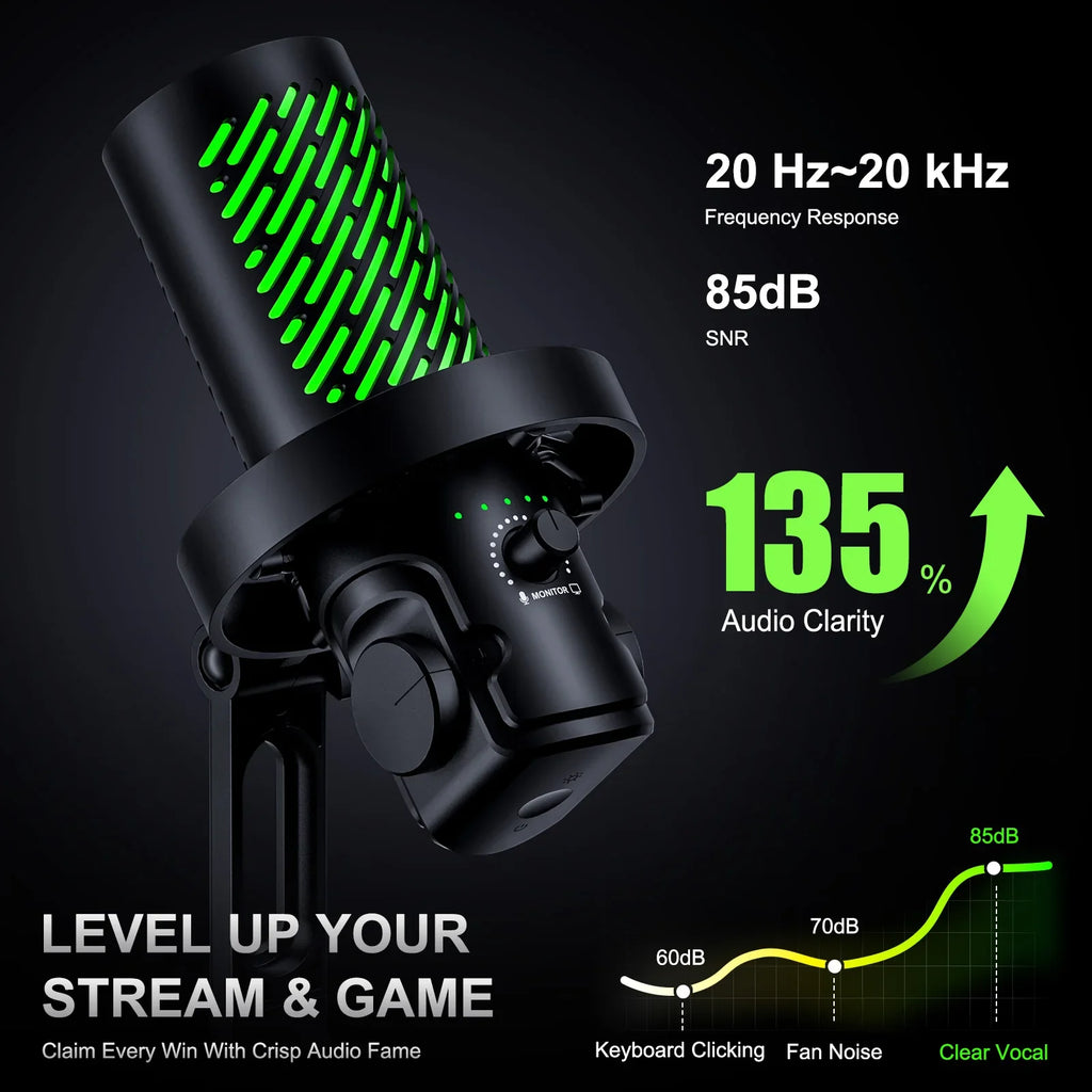 Tenlamp RGB USB Streaming Microphone, Professional Condenser Mic for PC Mac, Gaming Audio Equipment for Laptop Desktop Recording Podcasting YouTube Vlog Live Streaming Studio by FLIPSTYLEZLLC