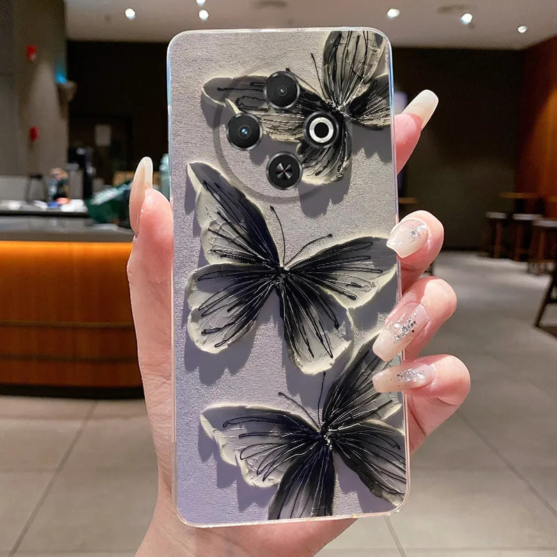 For Tecno Spark 30C Case kl5 kl5n Aesthetic Butterfly Flower Clear Soft Silicone Back Cover Techno Spark 30C Phone Case k15 k15n by FLIPSTYLEZLLC
