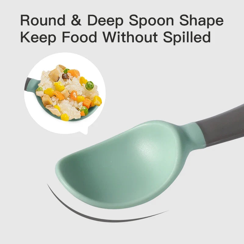BPA Free Infant Baby Kids Children Feeding Training Non-Slip Flexible Twisting Fork Spoon Tableware by FLIPSTYLEZLLC