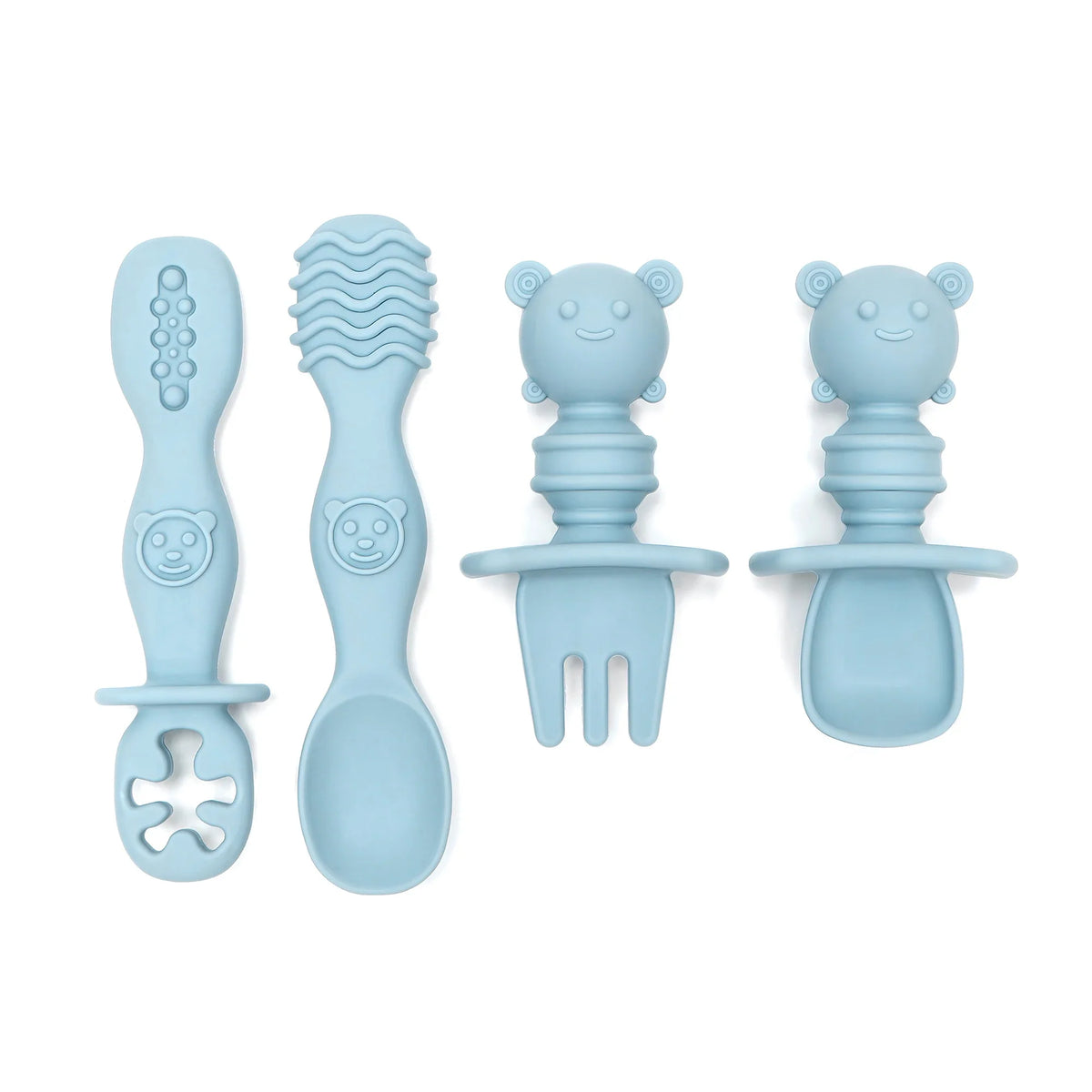 4pcs Silicone Spoon & Fork Set Long & Short Handles for Different Feeding Needs Baby Self-feeding Training Baby Birthday Gift by FLIPSTYLEZLLC