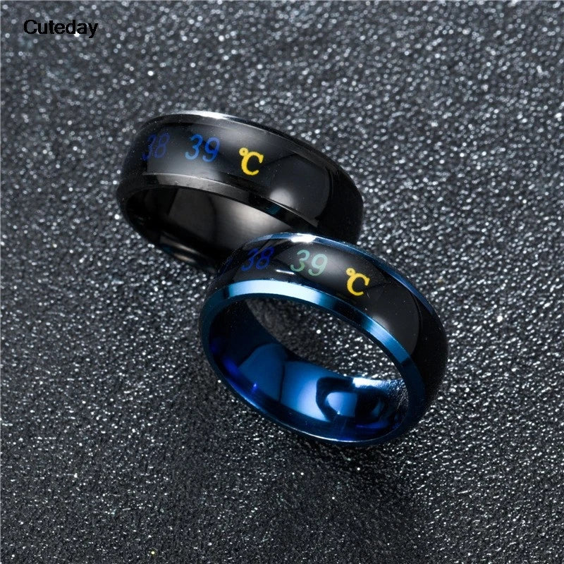 Temperature Ring Titanium Steel Mood Emotion Feeling Intelligent Temperature Sensitive Rings for Women Men Waterproof Jewelry by FLIPSTYLEZLLC