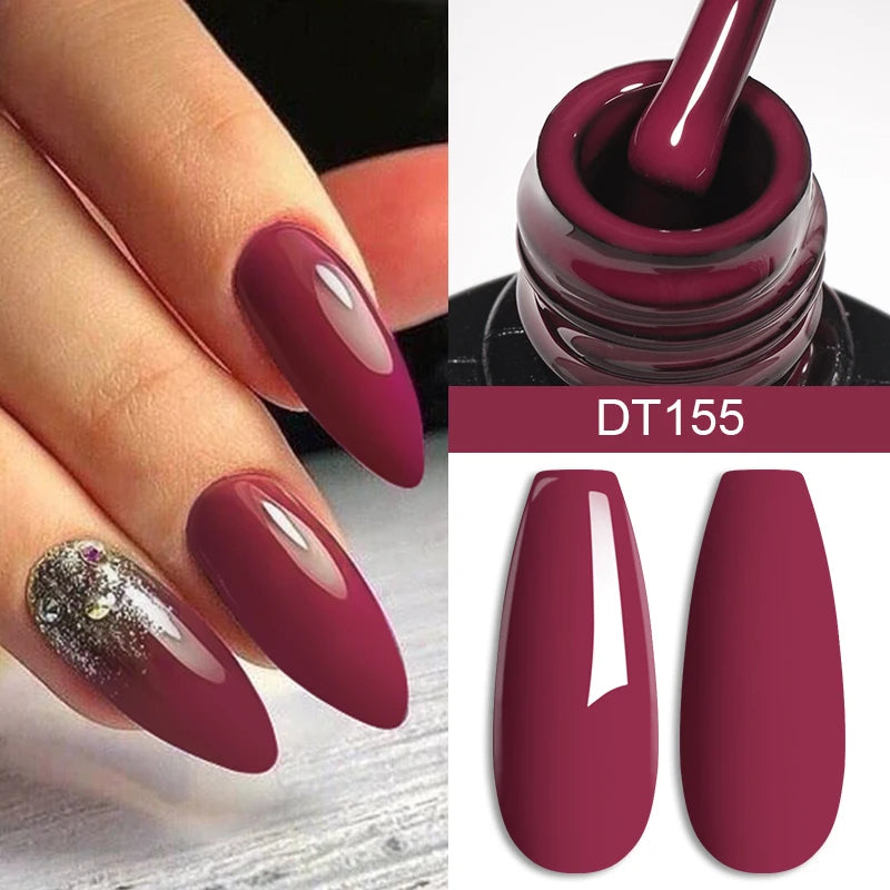 MEET ACROSS 7ml Red Gel Nail Polish Crystal Semi Permanent Soak Off UV Gel Varnish Nail Art Manicure Base Matte Top Coat Vernis by AliExpress