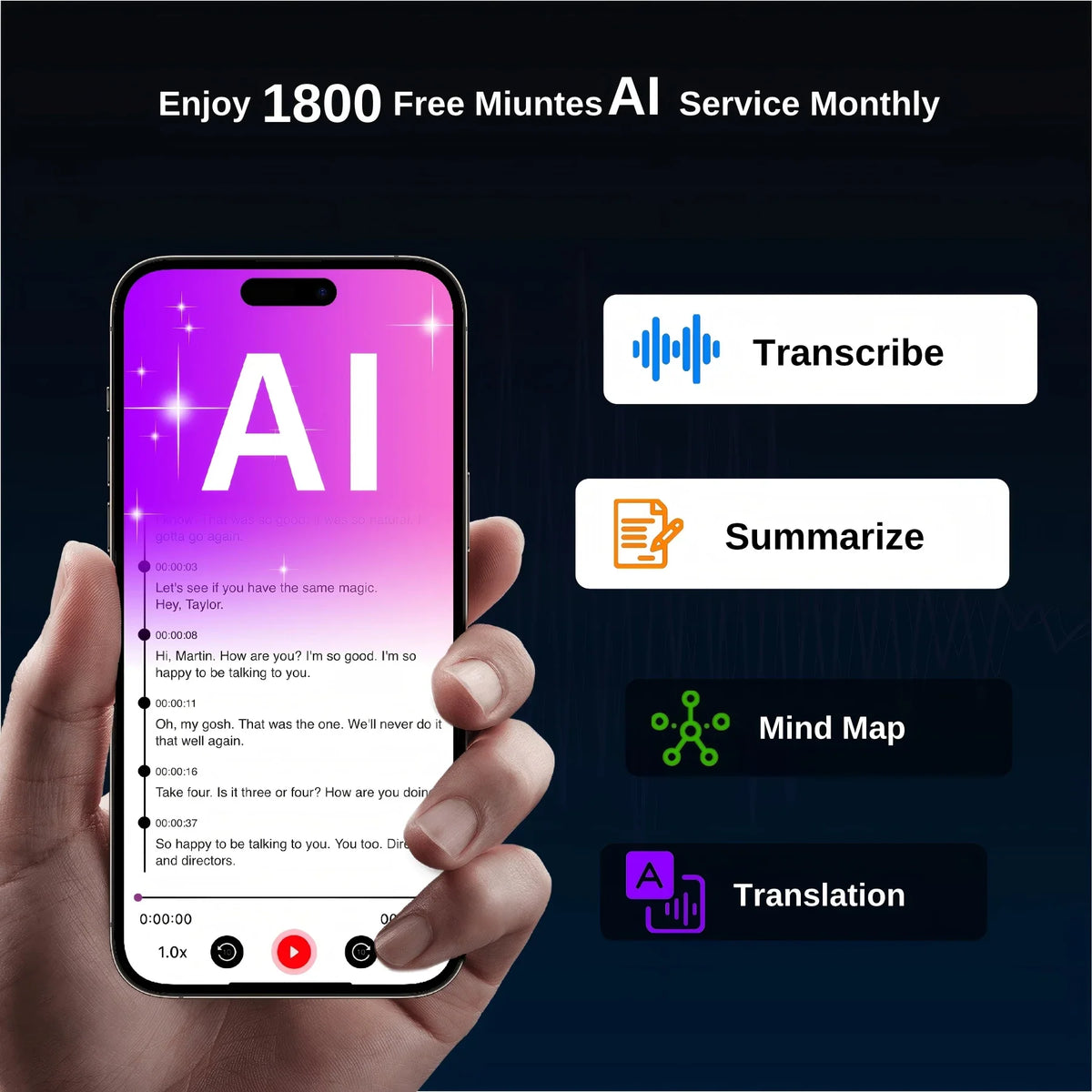 AI Voice Recorder with Auto Transcription Translate Summarize & Mindmap Phone Call Recording for Lectures, Meetings & Interviews by FLIPSTYLEZLLC