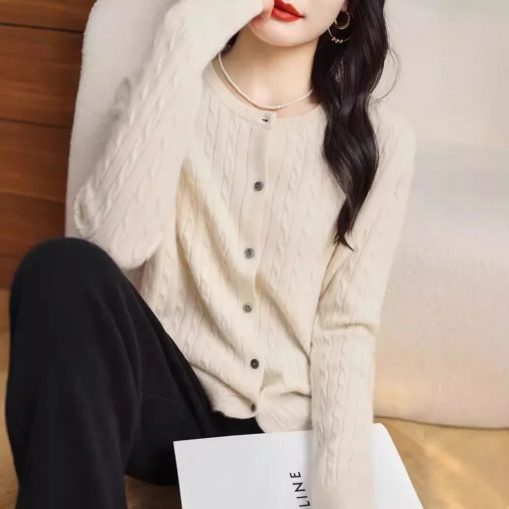Long Sleeve Knitted O-neck Basic Thick Warm Cardigan by Trendy Attic Store01