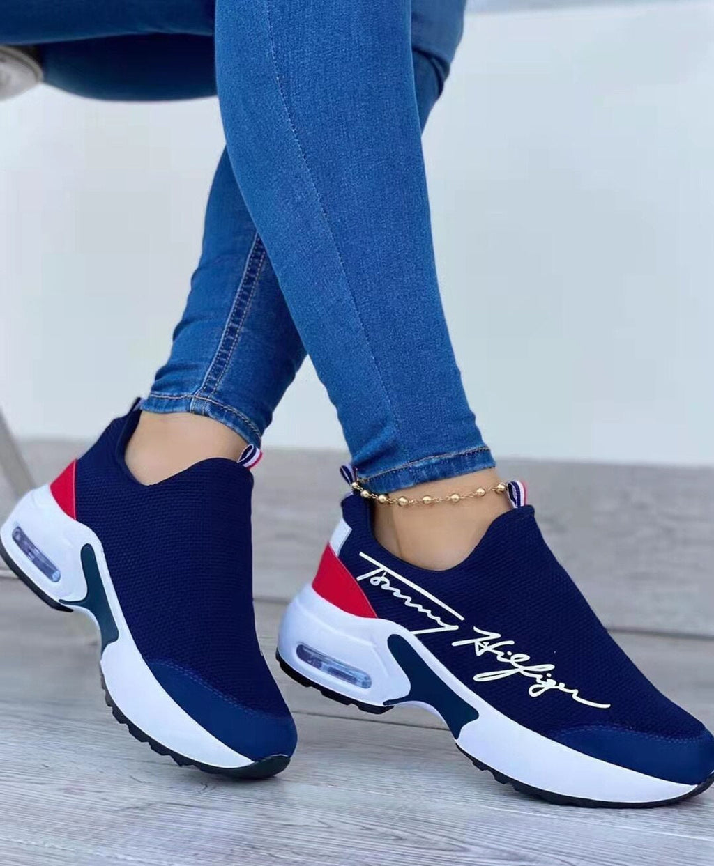 Casual Breathable Wedges Ladies Walking Sneakers Flat Women Shoes by Silver Juneberry