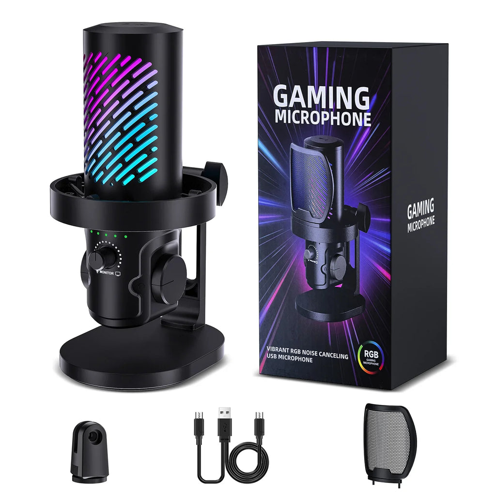 Tenlamp RGB USB Streaming Microphone, Professional Condenser Mic for PC Mac, Gaming Audio Equipment for Laptop Desktop Recording Podcasting YouTube Vlog Live Streaming Studio by FLIPSTYLEZLLC