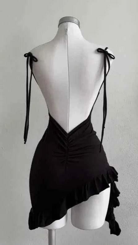 2025 popular European and American new dress with summer high-end feel Y2K sexy backless lace up spicy girl's hip hugging skirt