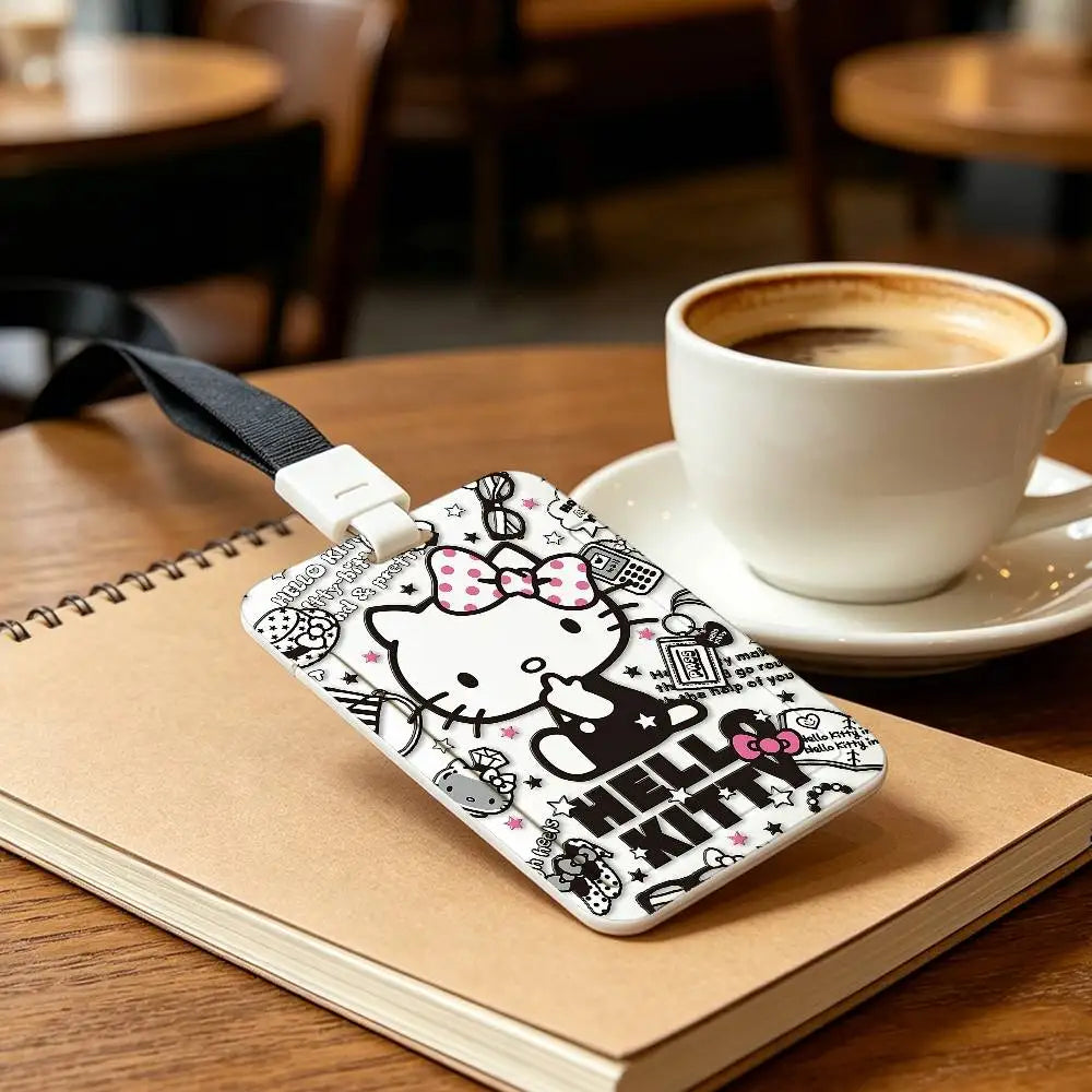 Cute Cat H-Hello K-Kitty NFC Contactless Sliding Card Sleeve For Student Cards, Bus Cards, ID Cards, And Work Permits by FLIPSTYLEZLLC