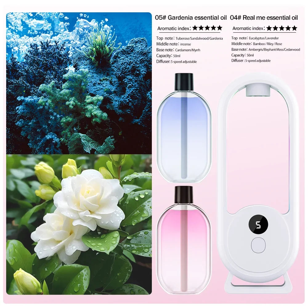 Rechargeable portable aroma diffuser Essential Oil Aromatherapy machine Timed air freshener to remove odors 5 modes timed spray by FLIPSTYLEZLLC