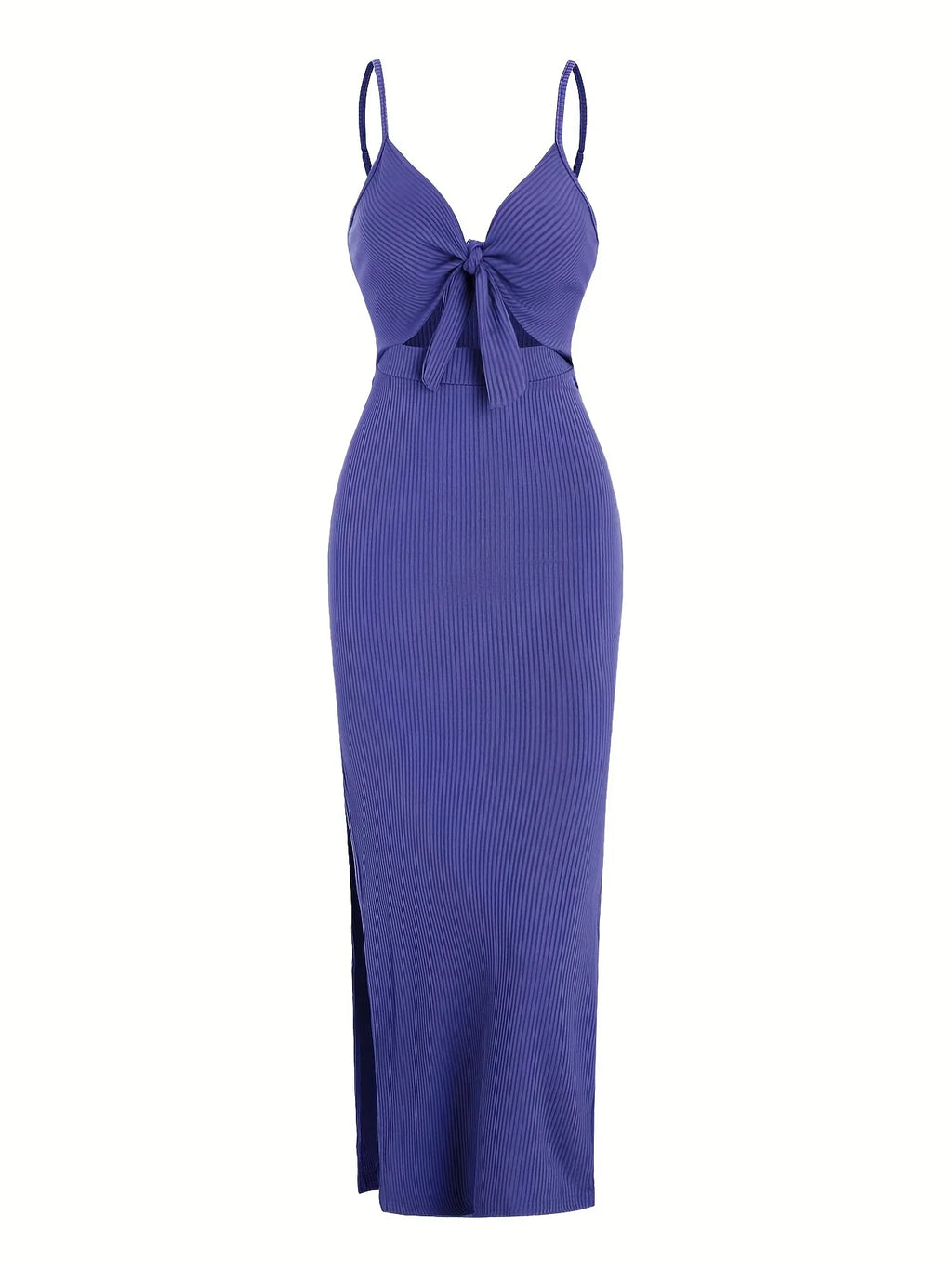 knit simple sleeveless suspender dress leaking back and sexy long skirt with neck. by nowadaysfashion