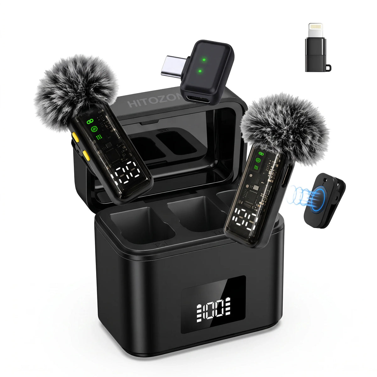 Wireless Lavalier Microphone, AI Noise‑Reduction Lapel Mic With Charging Case, Plug‑and‑Play for iPhone Android Vlog Live Stream by FLIPSTYLEZLLC