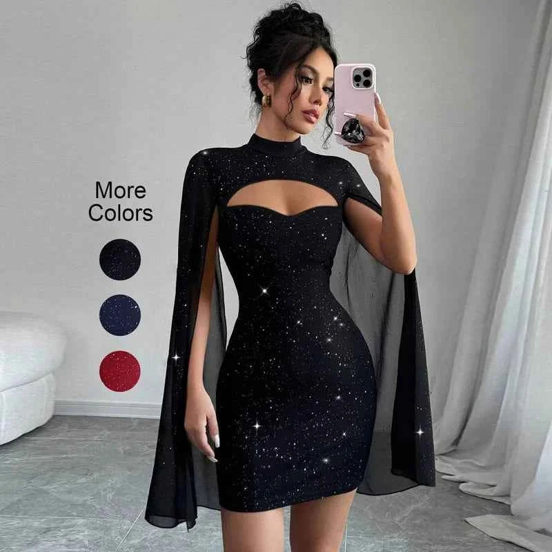 Dresses for Women New Long Sleeve Stand Collar Women Dress Slim Black Package Hip Dress Women Vestidos De Verano Mujer 2025 Q497