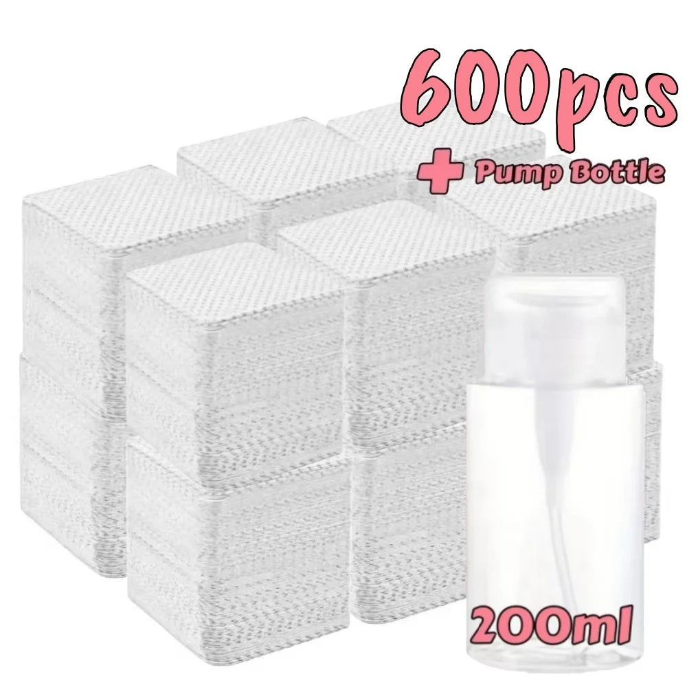 20/600pcs Lint-Free Nail Wipes Gel Cleansing Tissues Aluminum-Free Nail Polish Remover Pads for NaiArt Beauty Cleaning Care Tool by AliExpress