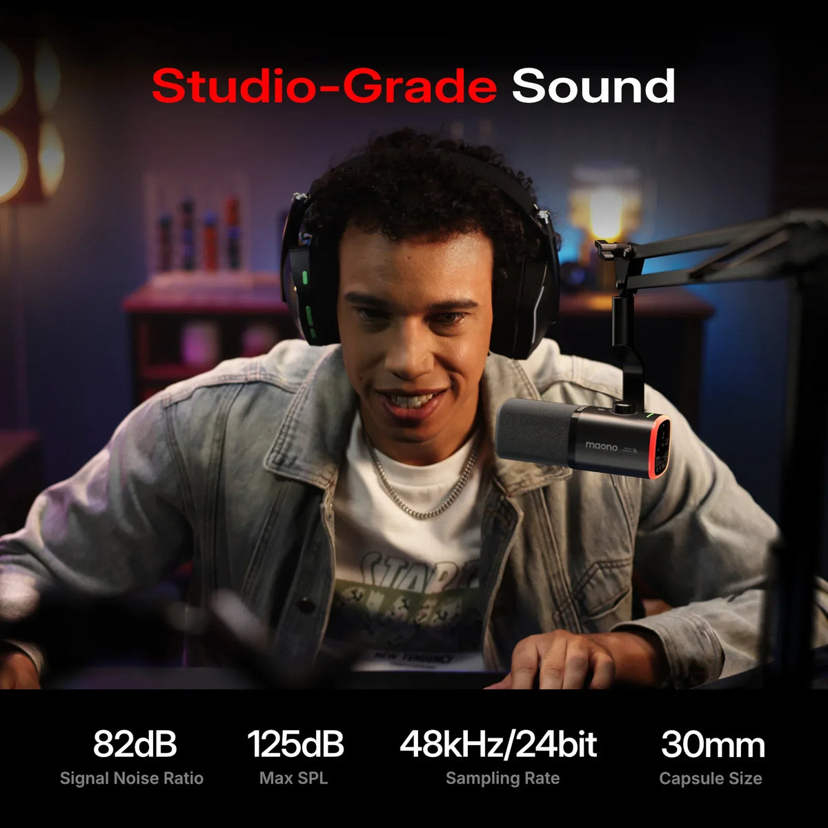 MAONO PD100W Wireless USB Dynamic Microphone Cardioid Microphone One-Touch Mute Noise Reduction RGB for PC Gaming Live Streaming by FLIPSTYLEZLLC