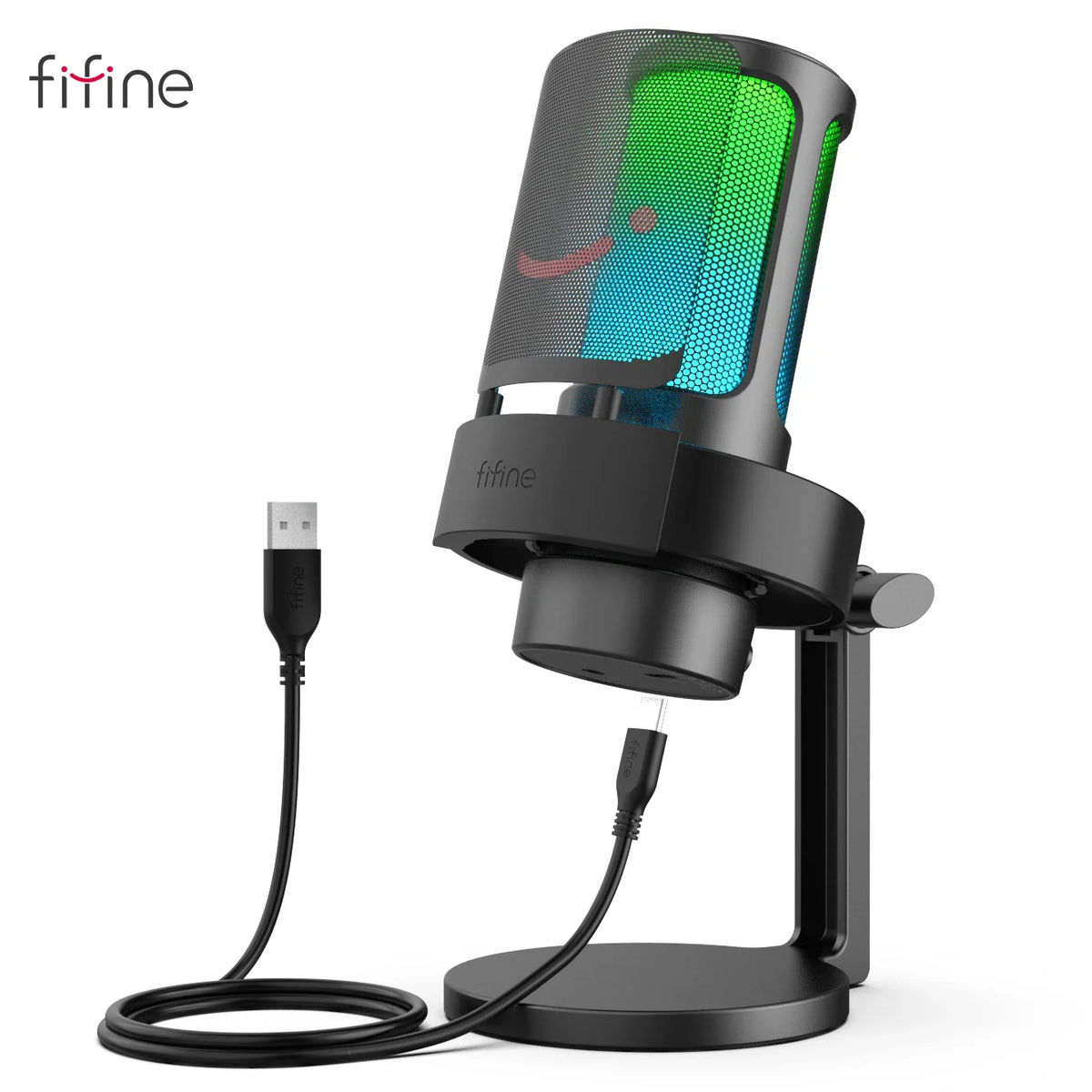 FIFINE USB Microphone for Recording and Streaming on PC and Mac,Headphone Output and Touch-Mute Button,Mic with 3 RGB Modes -A8 by FLIPSTYLEZLLC