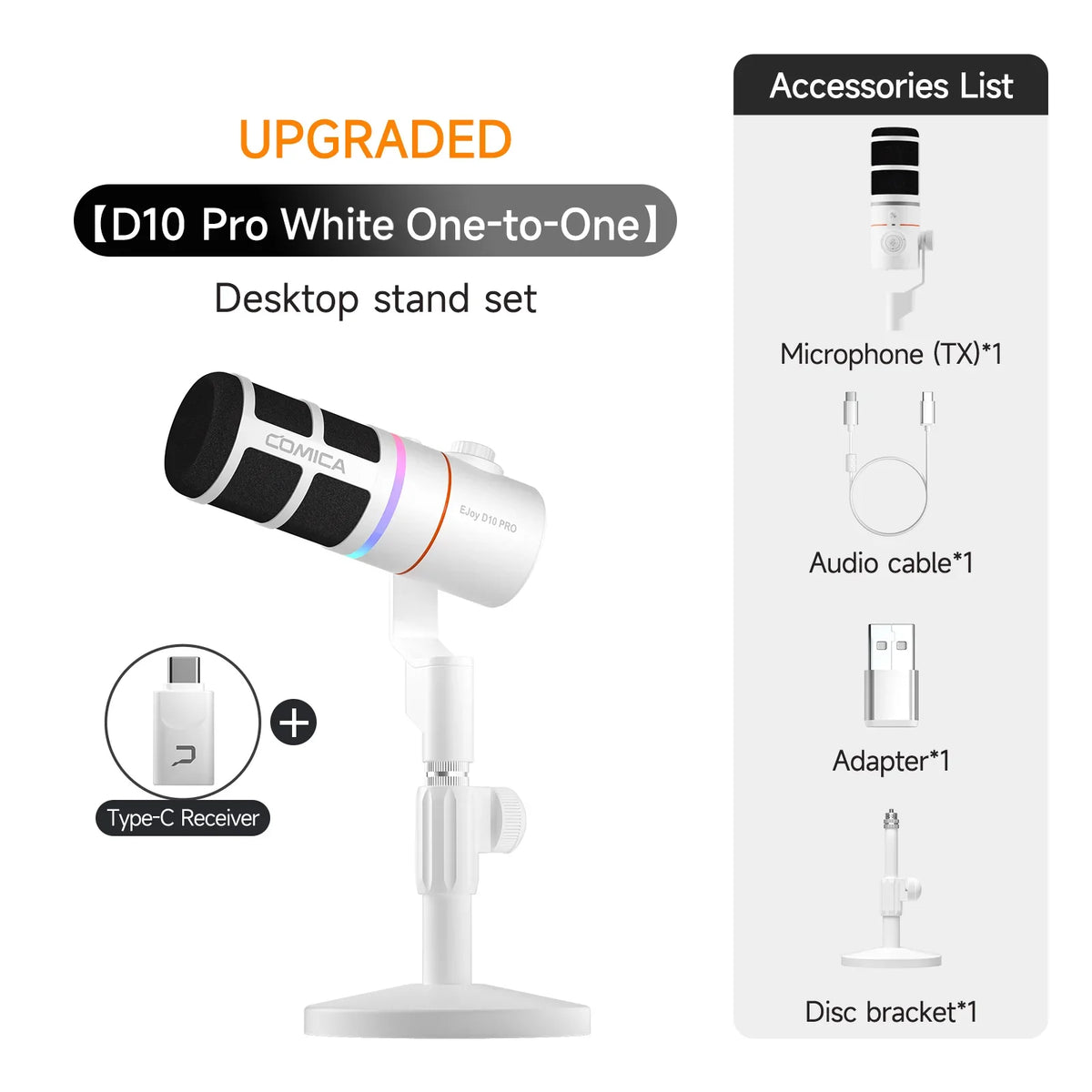 COMICA D10/D10 PRO RGB Cardioid USB/XLR Dynamic Desktop Gaming Mic Wired/Wireless Microphone for Streaming Interview Podcast by FLIPSTYLEZLLC