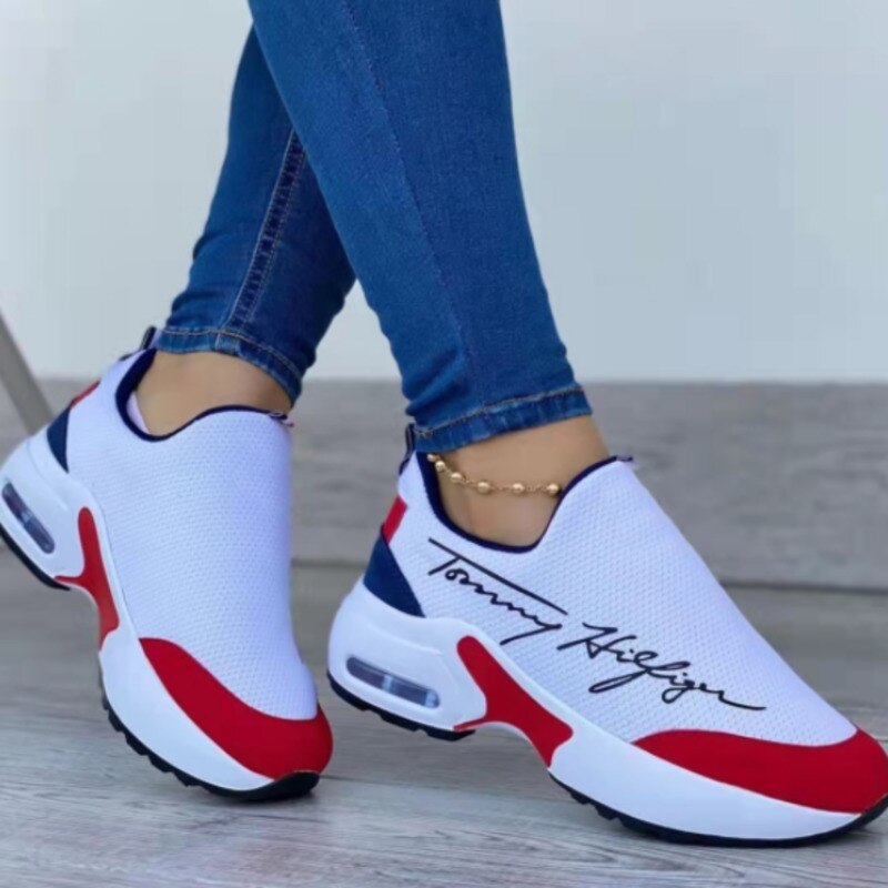 Casual Breathable Wedges Ladies Walking Sneakers Flat Women Shoes by Silver Juneberry