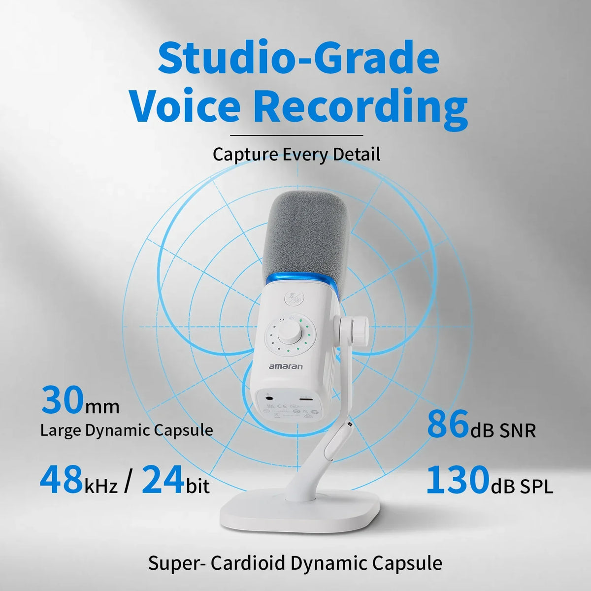 amaran Mic Wireless Desktop Microphone AI Noise Reduction 30mm Capsule 50m Range 60 Hours Battery for Podcasts Livestreams by FLIPSTYLEZLLC