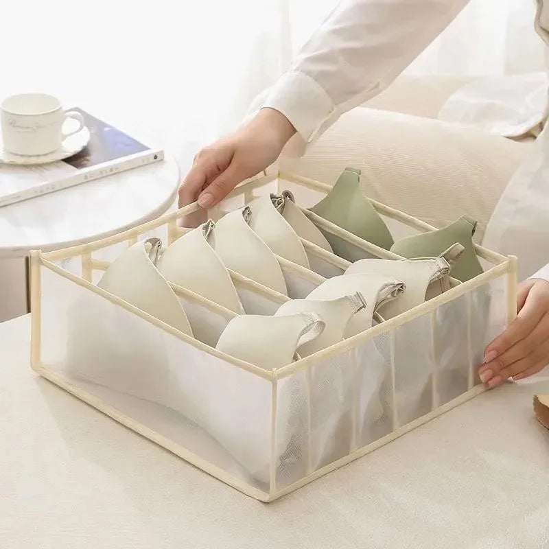 6-Grid Foldable Drawer Divider Underwear Storage Box, Wardrobe Organizer for Bras, Socks & Lingerie, Closet Storage Container by FLIPSTYLEZLLC
