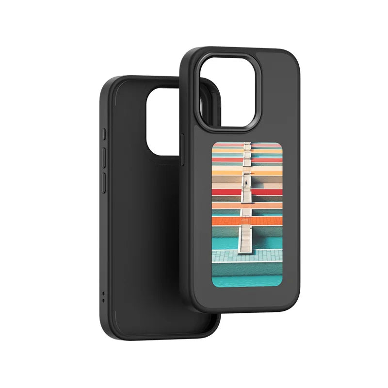 Aumengear DIY Smart Eink 4 Colors Display Screen NFC Phone Case for Phone 13 14 15 Pro Max Magic Designer Casing Phone Back Cove by FLIPSTYLEZLLC