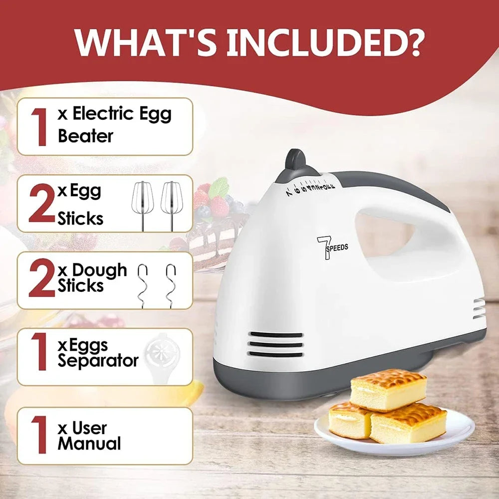 Multifunctional 7 Speed 100W Electric Handheld Mixer Egg Beater Automatic Cream Food Cake Baking Dough Mixer Food Blender Mixer by FLIPSTYLEZLLC