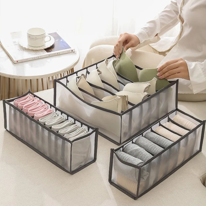 6-Grid Foldable Drawer Divider Underwear Storage Box, Wardrobe Organizer for Bras, Socks & Lingerie, Closet Storage Container by FLIPSTYLEZLLC