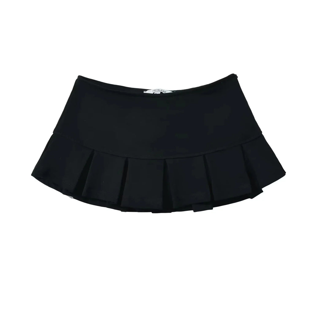 KEYANKETIAN New Women's Terry fabric Low waist Y2K Mini Skirt Wide pleat Decoration Light grey Flounce A Line Skort Hot sweet by Urban Fashion Icon