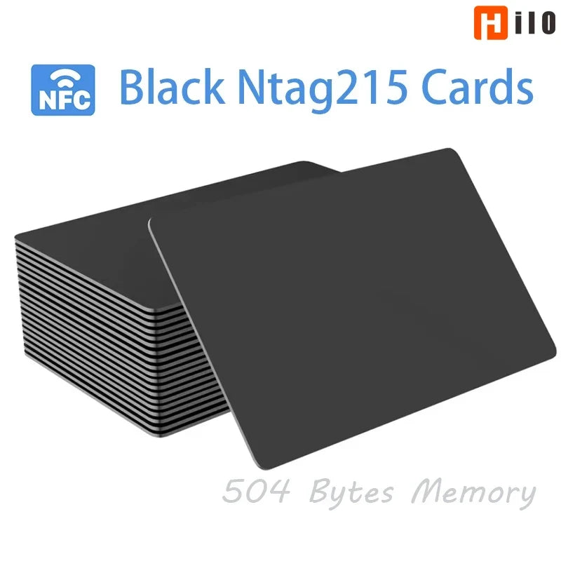 Hilo 5-10PCS NTAG215 Blank NFC Cards PVC Tags NFC215 Black Card 13.56Mhz TagMo Waterproof RFID NFC Phone 504 bytes by FLIPSTYLEZLLC