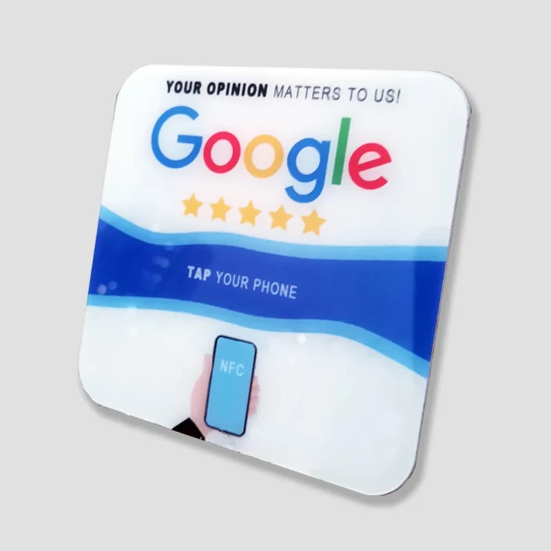 Custom Printing Acrylic NFC Table Stands NFC Plate for Google Reviews by FLIPSTYLEZLLC