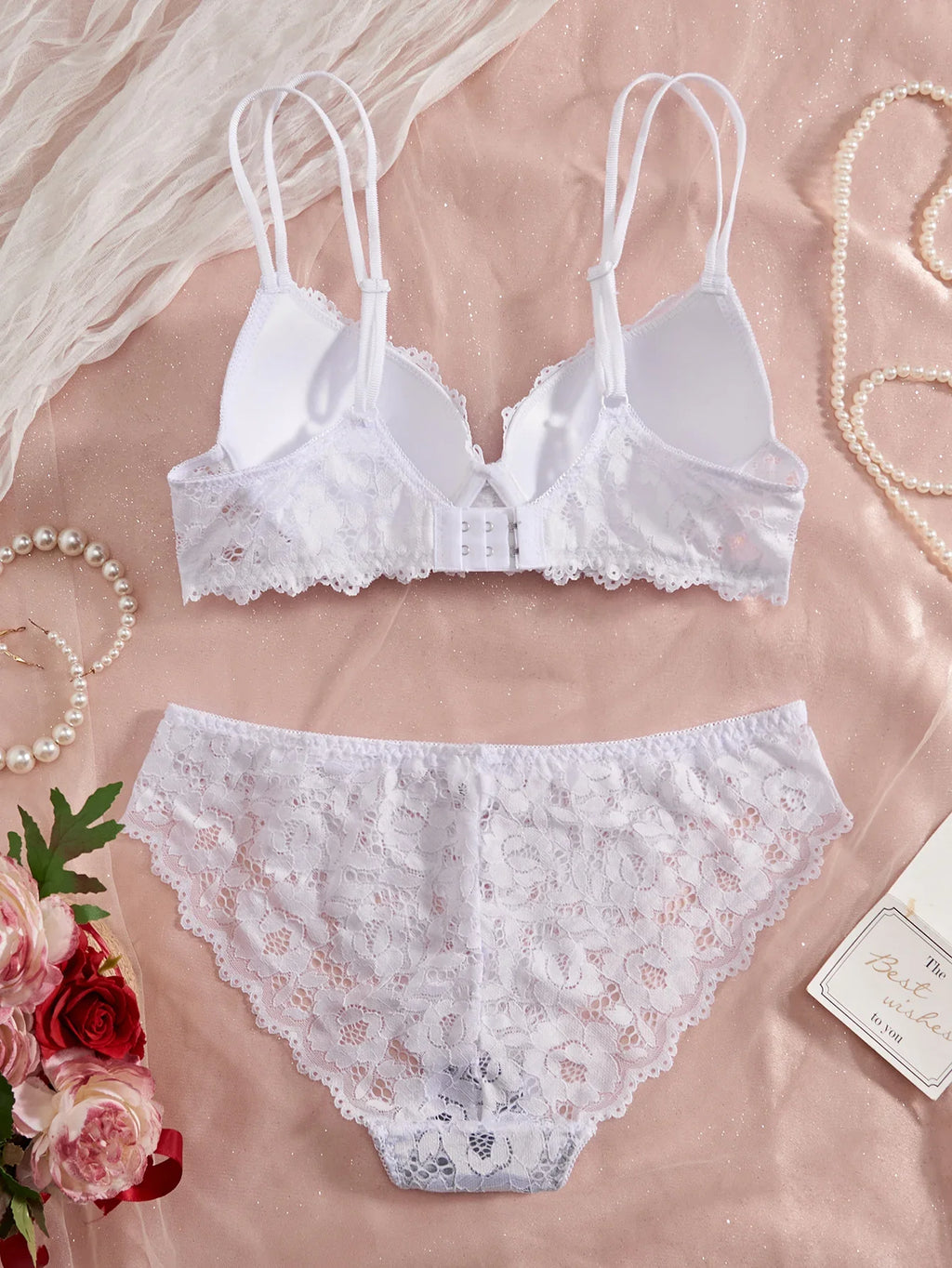 Single of Women's Underwear Set Sexy Lace Patchwork with Push Up Bra Romantic Sheer Women's Panties by Ladyez