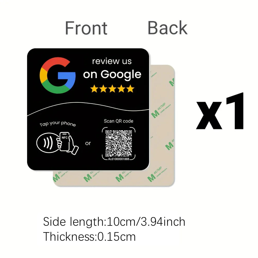 NTAG215 Programmable NFC Standing Card Editable 13.56MHz QR Code Google Review Square Table Display Card for Business by FLIPSTYLEZLLC