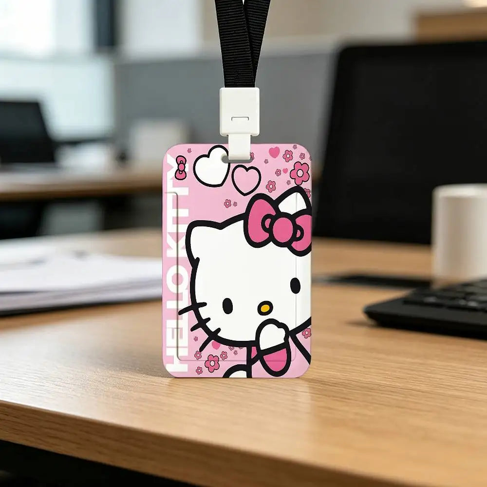 Cute Cat H-Hello K-Kitty NFC Contactless Sliding Card Sleeve For Student Cards, Bus Cards, ID Cards, And Work Permits by FLIPSTYLEZLLC