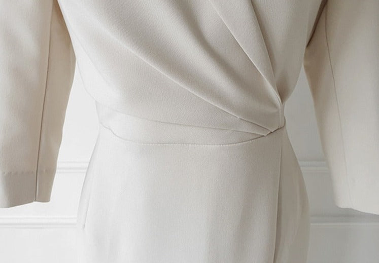 Spring Autumn Vestidos Half Sleeve Belted Split Package Hip Dress Female by nowadaysfashion