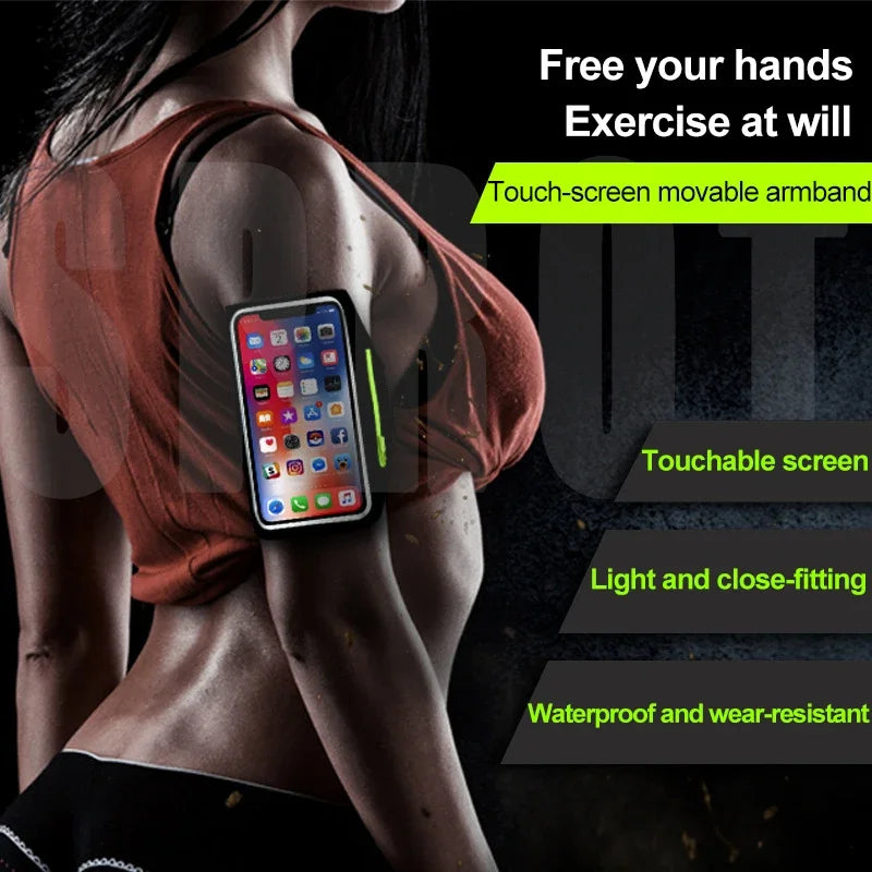 Cell Phone Running Armband Holder for iPhone 17 16 15 14 Pro Max Galaxy S25 S24 Sweatproof Arm Band with Card/Key Bag by FLIPSTYLEZLLC