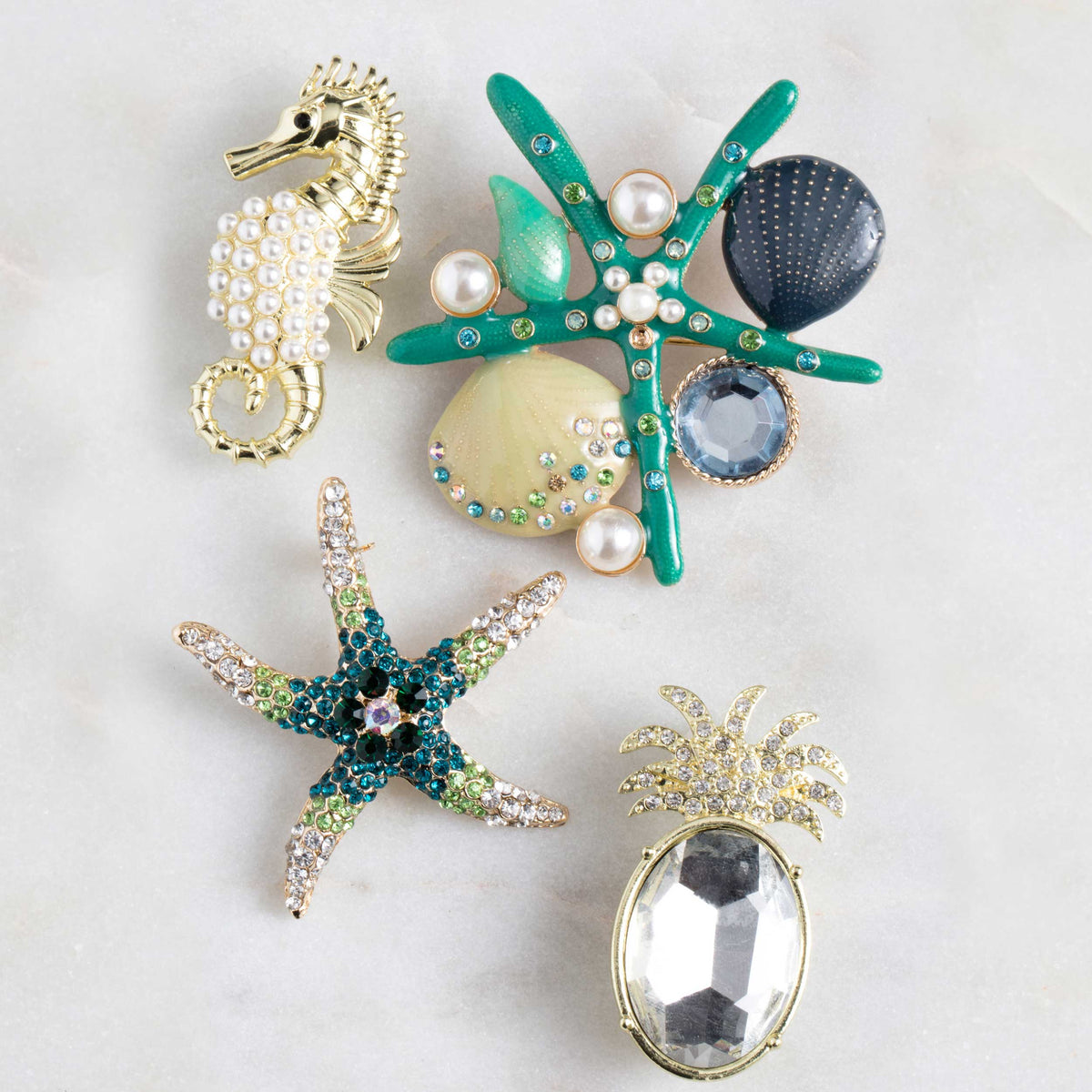 Seahorse and Pearls Gold Brooch by Jewelry Made by Me