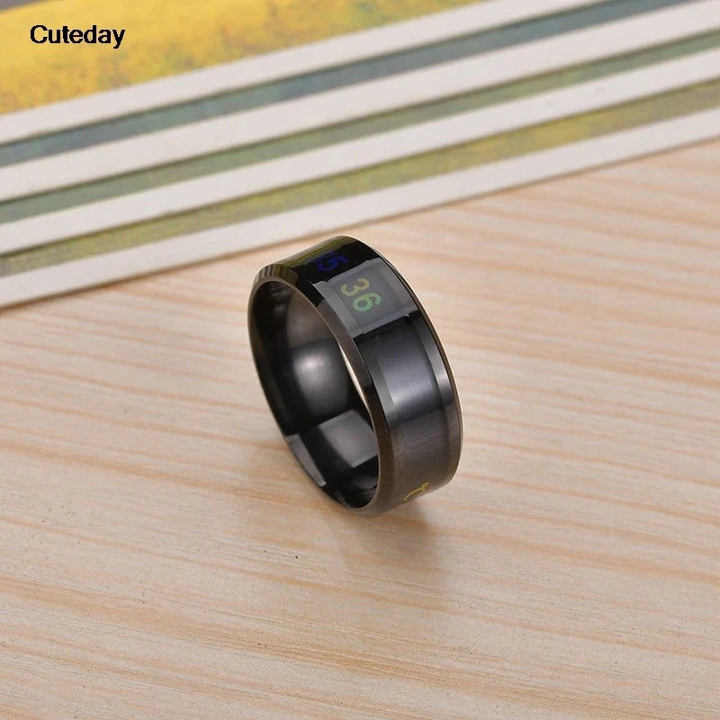 Temperature Ring Titanium Steel Mood Emotion Feeling Intelligent Temperature Sensitive Rings for Women Men Waterproof Jewelry by FLIPSTYLEZLLC
