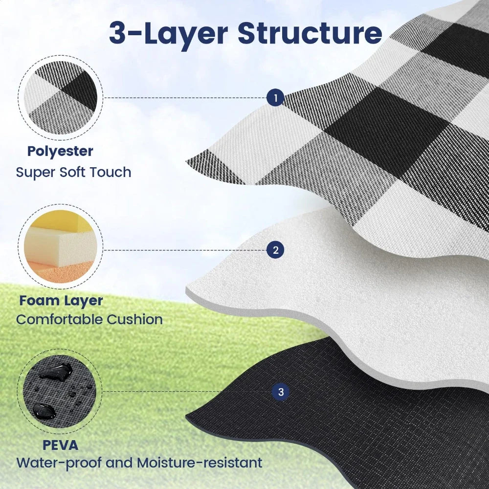 New 80"x 80"Picnic Blanket Extra Large Waterproof and Foldable Beach MatOutdoor for 8 Adults Camping Park Beach Grass Indoors by FLIPSTYLEZLLC