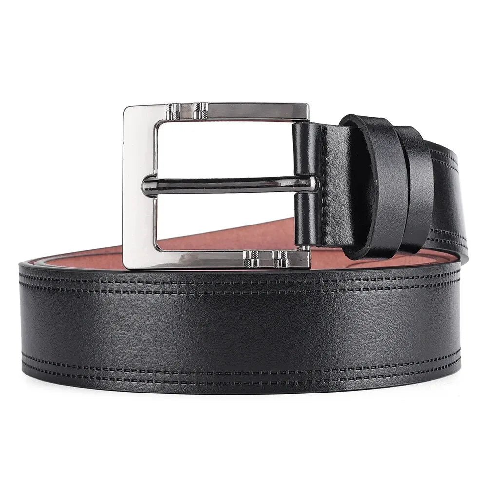 Genuine Leather For Men's High Quality Buckle Jeans Cowskin Casual by AliExpress