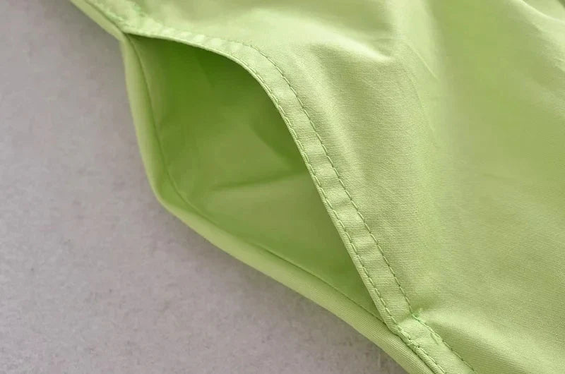 Foridol Elastic Smocking Green Cotton V Neck Summer Women's Dress Sleevless Long Green Maxi Casual Strapy Dress Solid Female by Ladyez