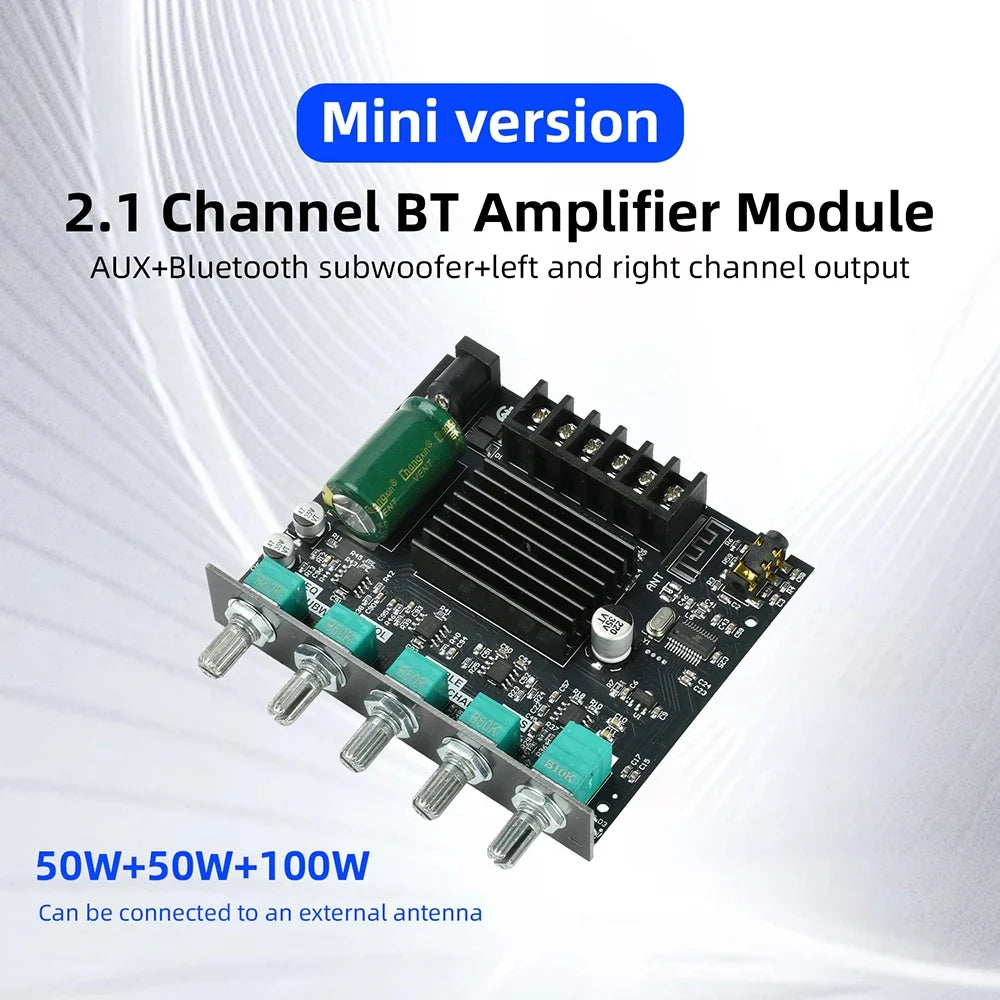 2.1 Channel BL Digital Power Amplifier Module with Subwoofer Output High Low Bass Adjustment 100W+50W+50W High Fidelity Bluetooth 5.0 Audio Board by FLIPSTYLEZLLC