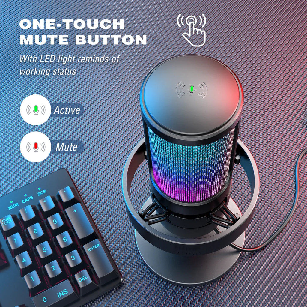 FIFINE USB Microphone for Recording and Streaming on PC and Mac,Headphone Output and Touch-Mute Button,Mic with 3 RGB Modes -A8 by FLIPSTYLEZLLC